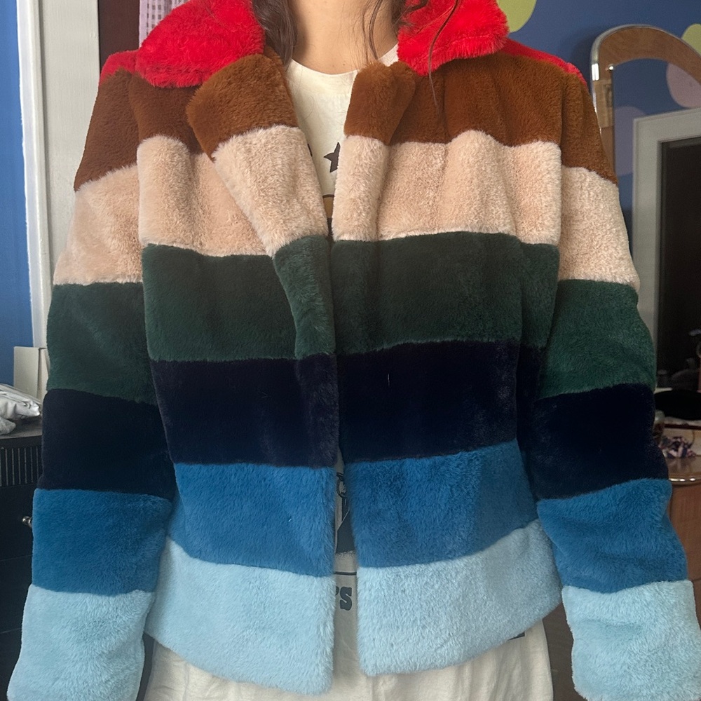 Blank NYC Multicolor Striped Teddy Jacket